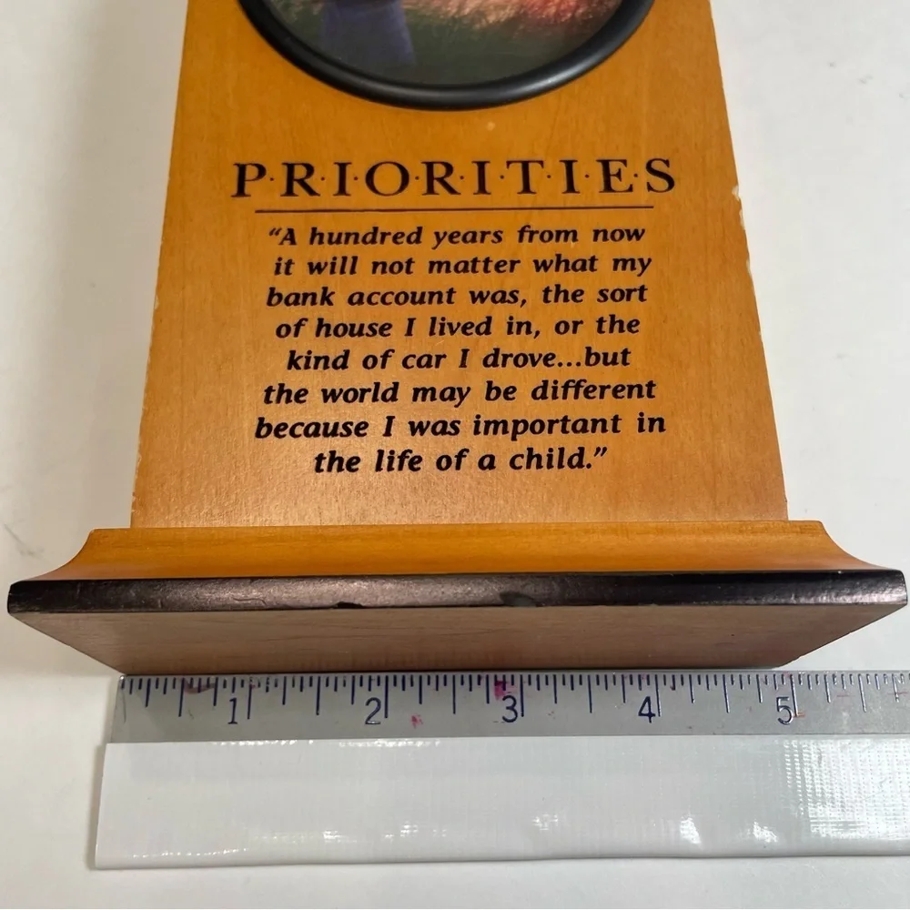Wooden Inspirational desk clock with Quote Used. See photos for condition.